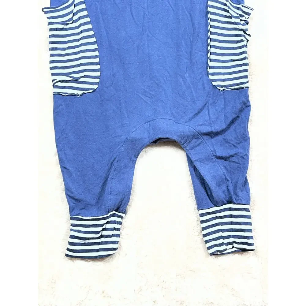 Moon + Beck Bamboo Romper 2-3Y Blue Short Sleeve One Piece Unisex Snap EUC